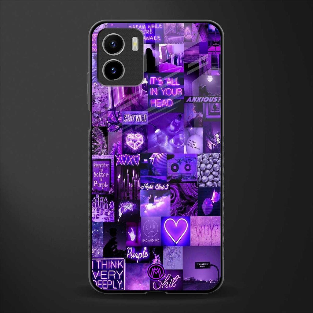 purple collage aesthetic back phone cover | glass case for vivo y72