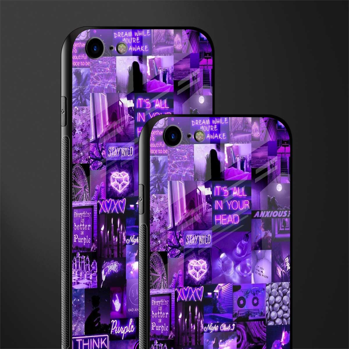 purple collage aesthetic glass case for iphone 7 image-2