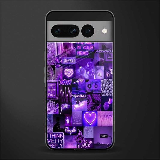 purple collage aesthetic back phone cover | glass case for google pixel 7 pro