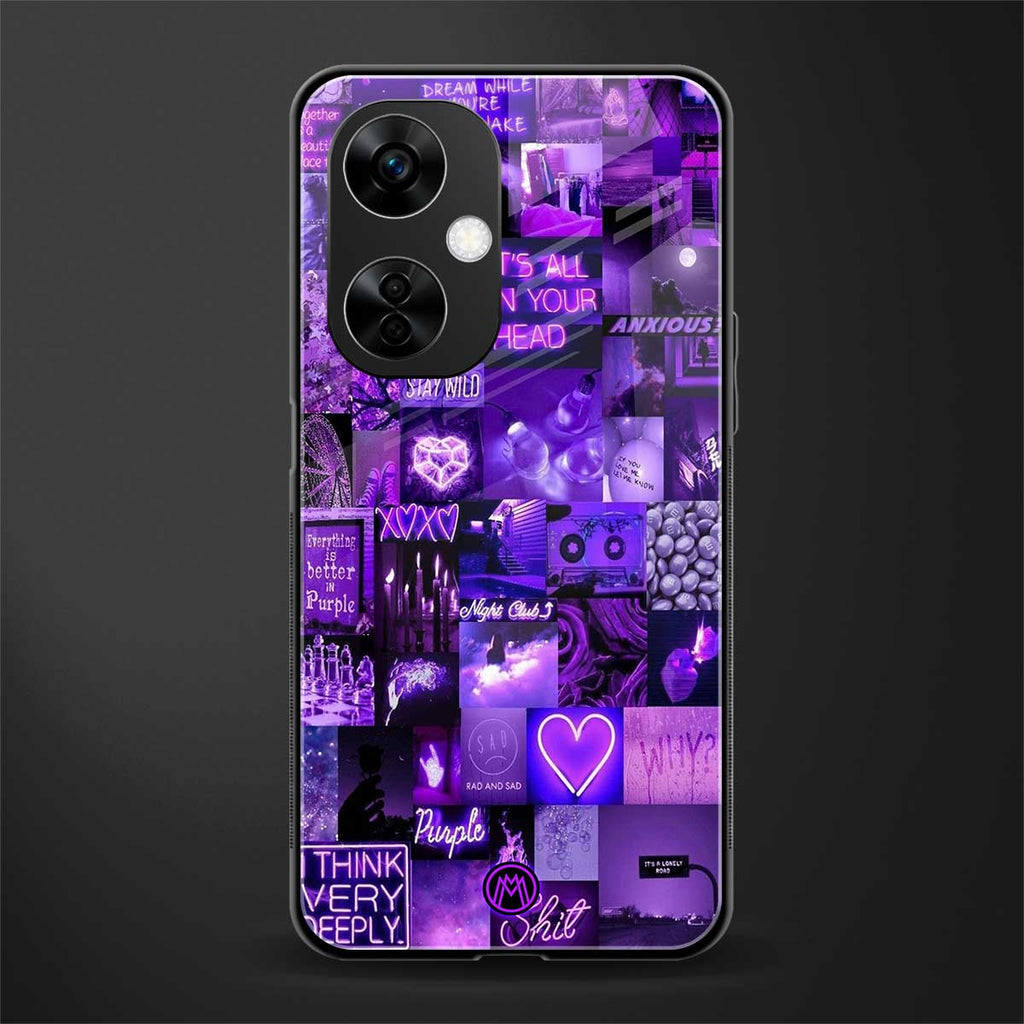 purple collage aesthetic back phone cover | glass case for oneplus nord ce 3 lite