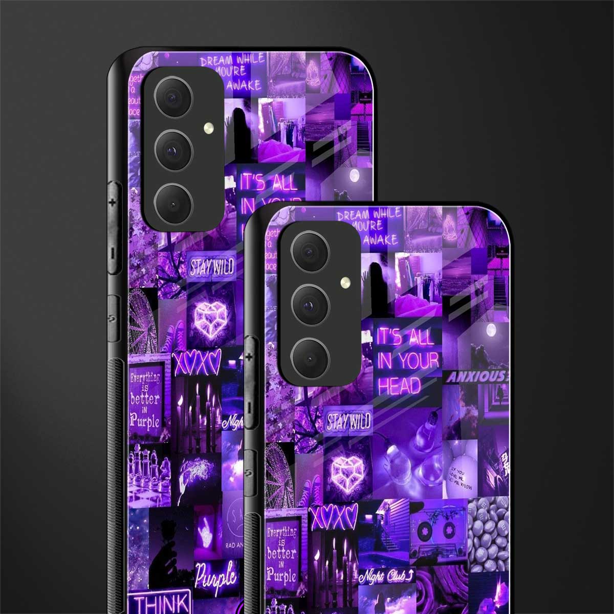 purple collage aesthetic back phone cover | glass case for samsung galaxy a54 5g