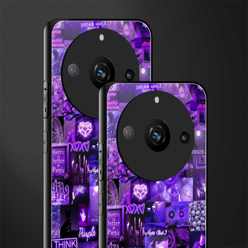 purple collage aesthetic back phone cover | glass case for realme 11 pro 5g