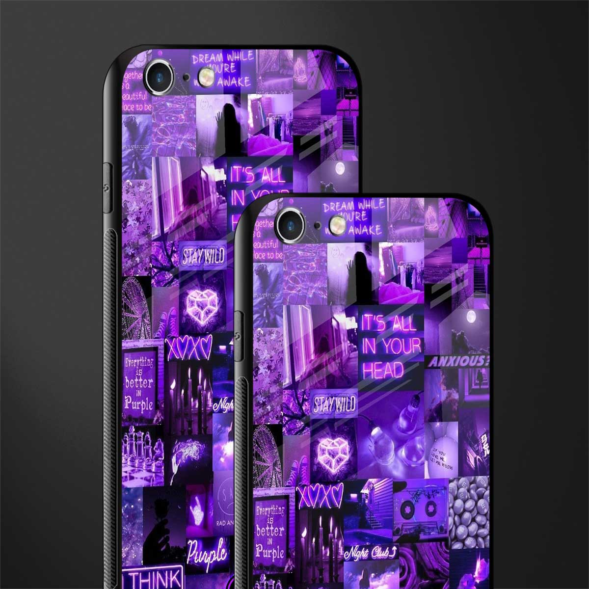 purple collage aesthetic glass case for iphone 6 image-2