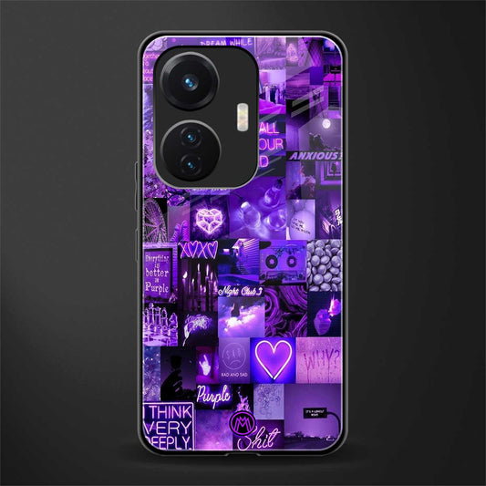 purple collage aesthetic back phone cover | glass case for vivo t1 44w 4g