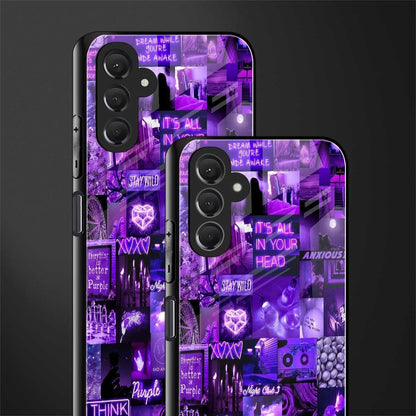 purple collage aesthetic back phone cover | glass case for samsun galaxy a24 4g