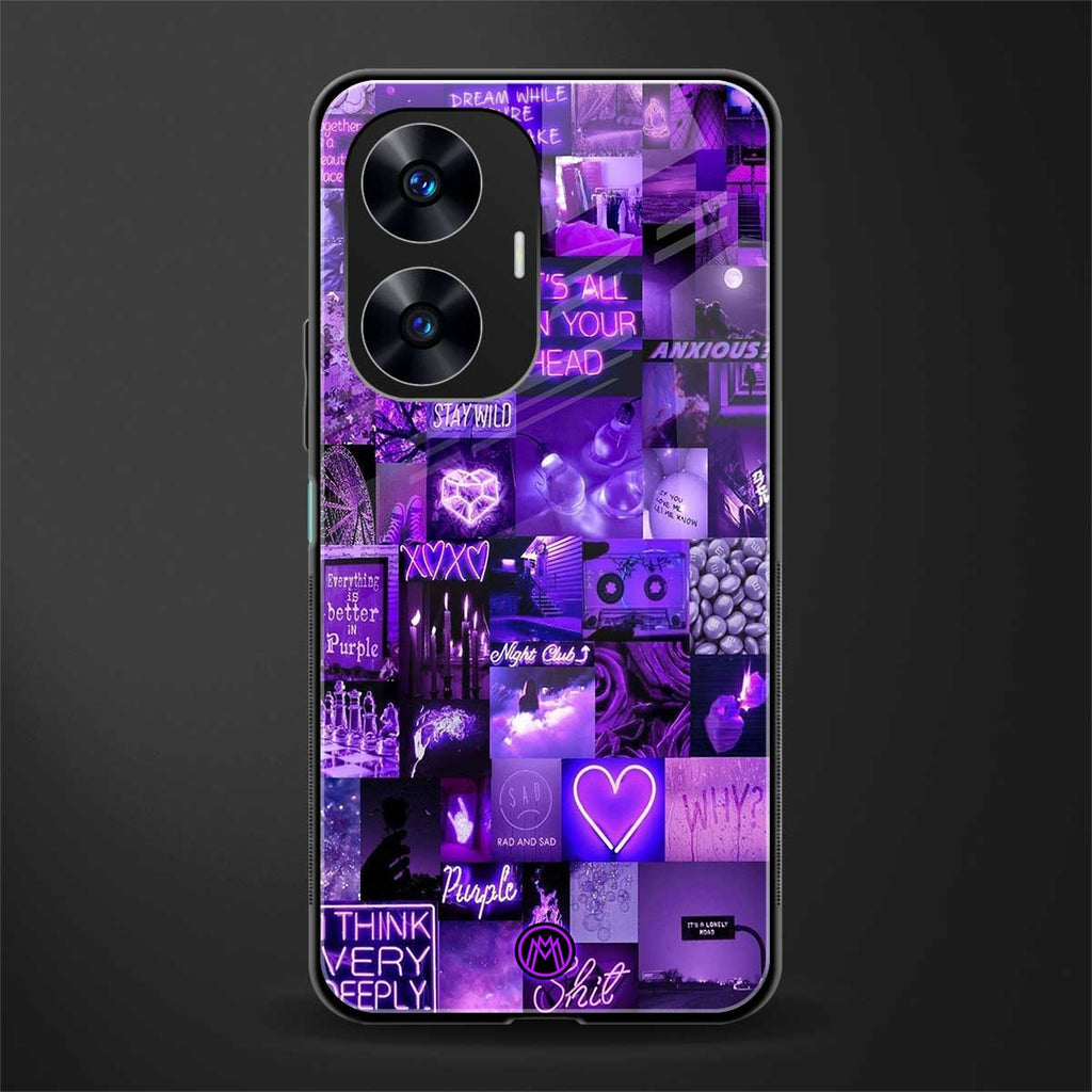 purple collage aesthetic back phone cover | glass case for realme c55