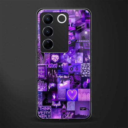 purple collage aesthetic back phone cover | glass case for vivo v27 pro 5g