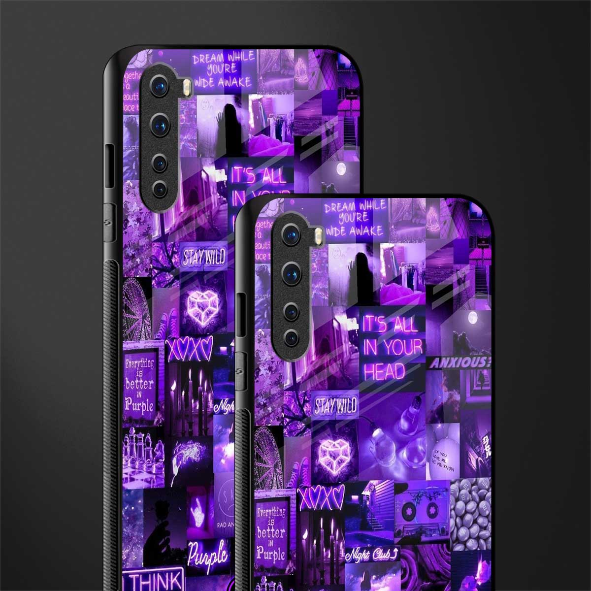 purple collage aesthetic glass case for oneplus nord ac2001 image-2