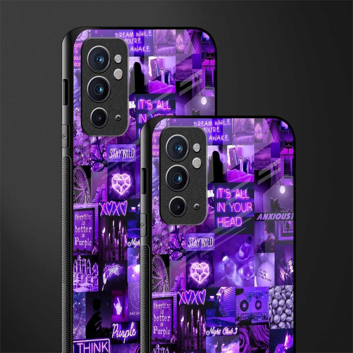 purple collage aesthetic glass case for oneplus 9rt image-2