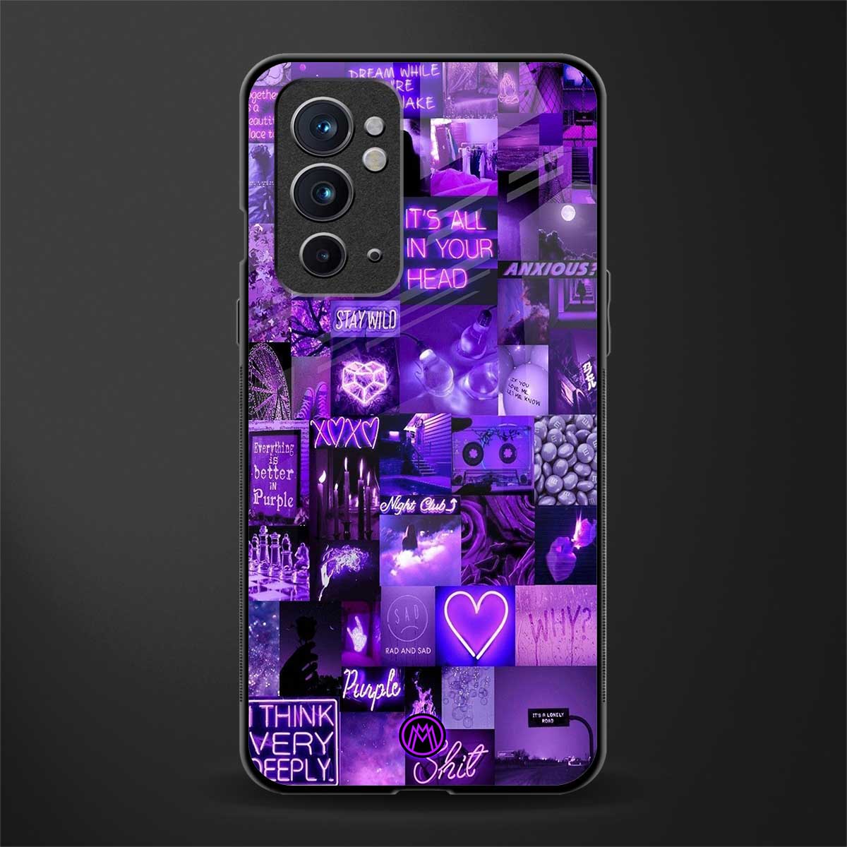 purple collage aesthetic glass case for oneplus 9rt image