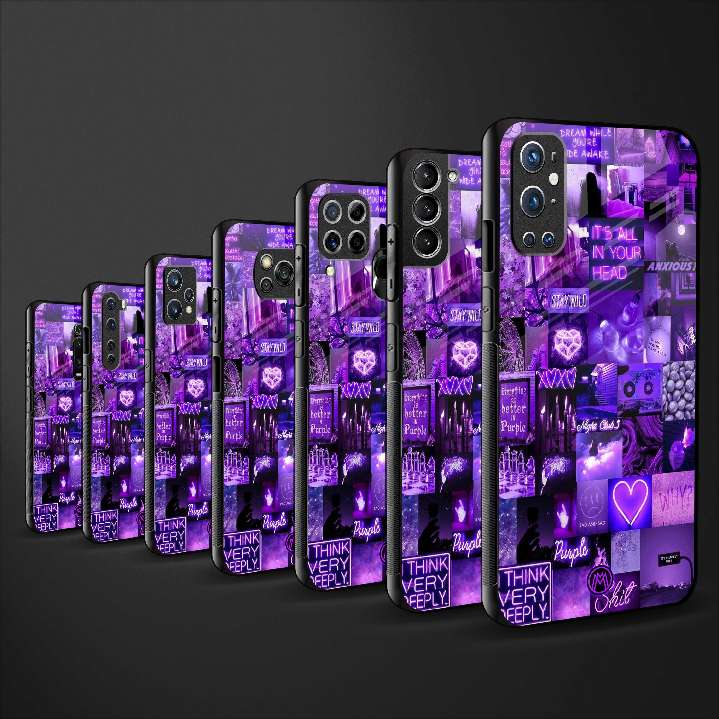 purple collage aesthetic glass case for oppo a15s image-3