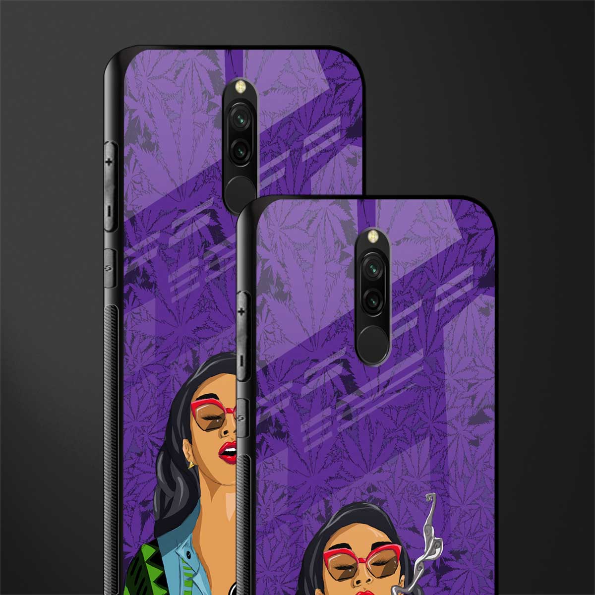 purple smoke glass case for redmi 8 image-2