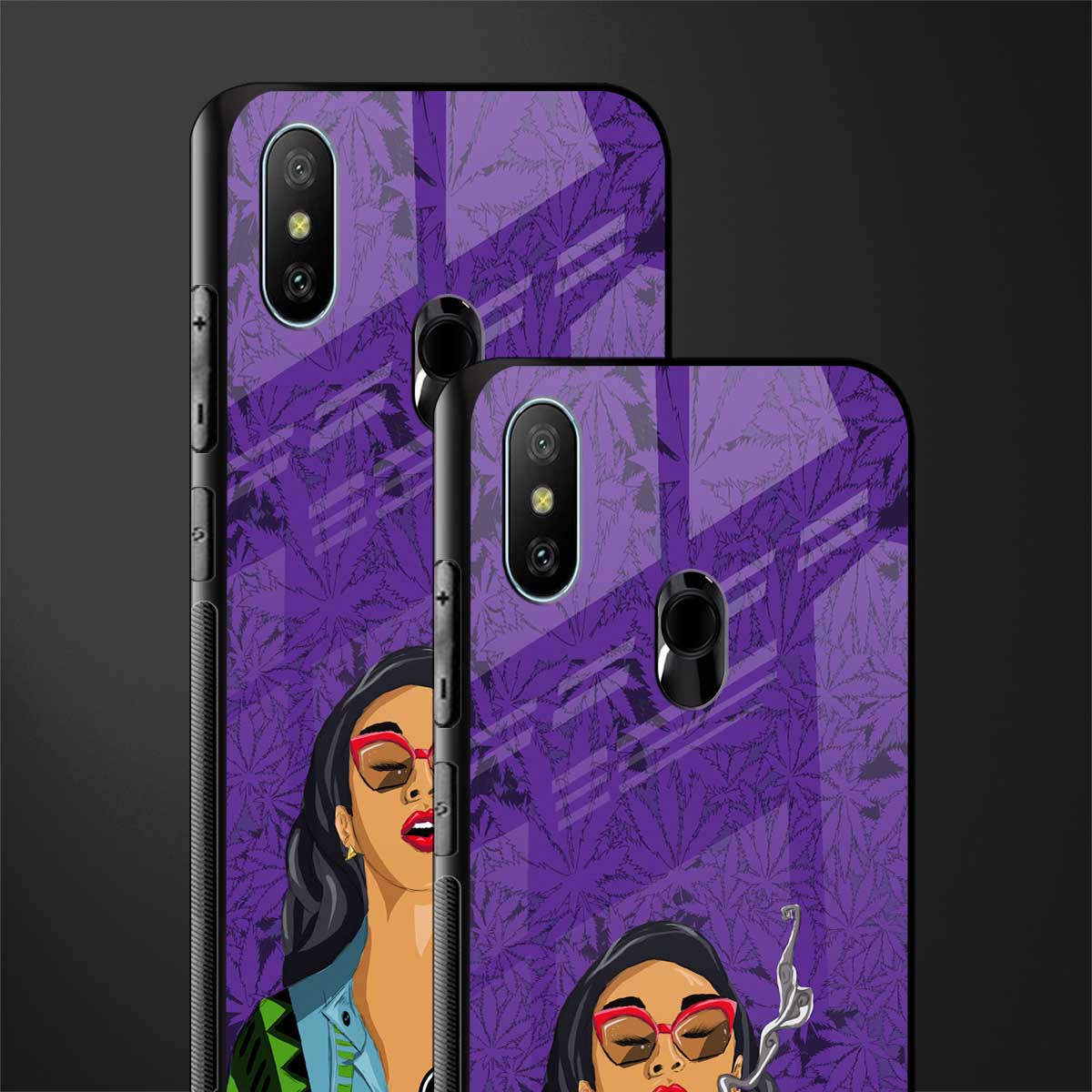 purple smoke glass case for redmi 6 pro image-2