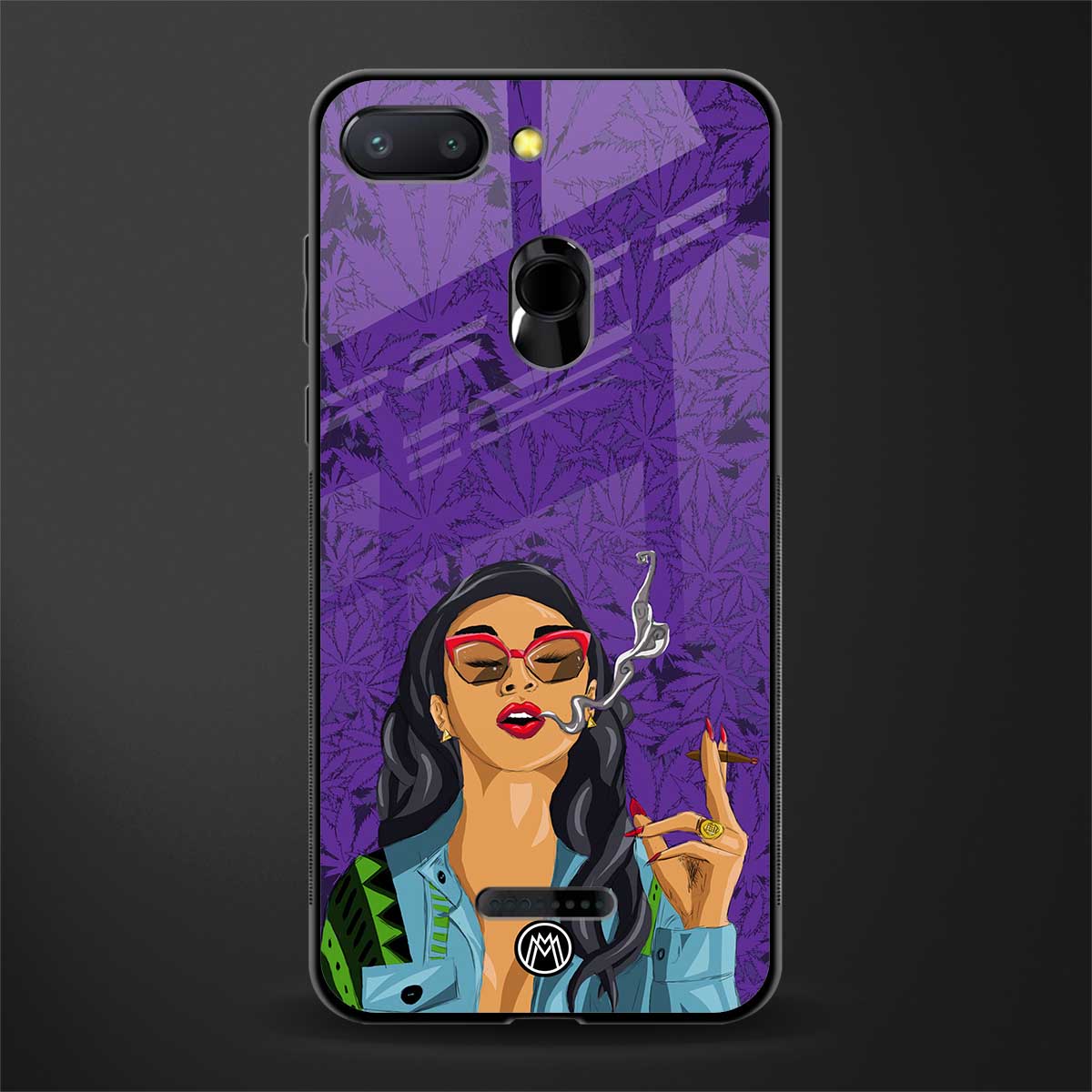 purple smoke glass case for redmi 6 image