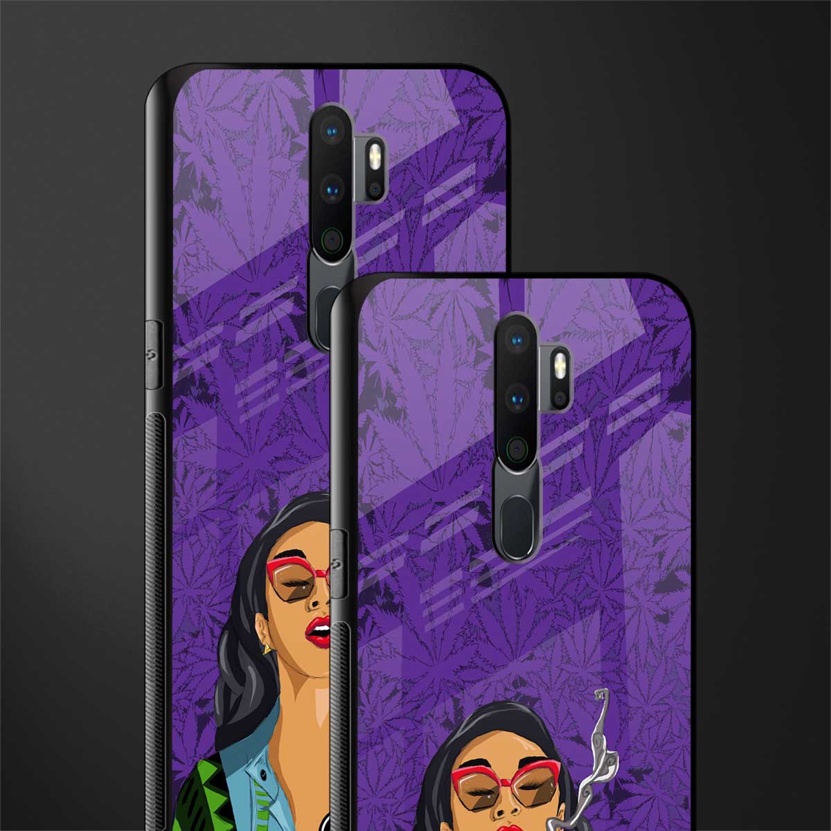 purple smoke glass case for oppo a5 2020 image-2