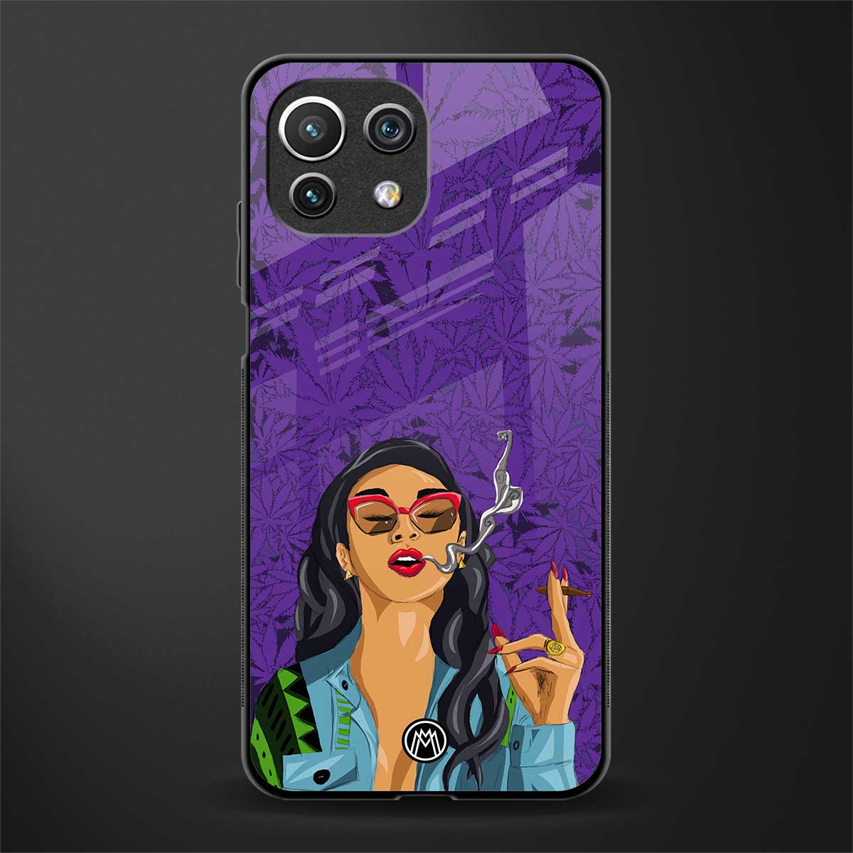 purple smoke glass case for mi 11 lite image