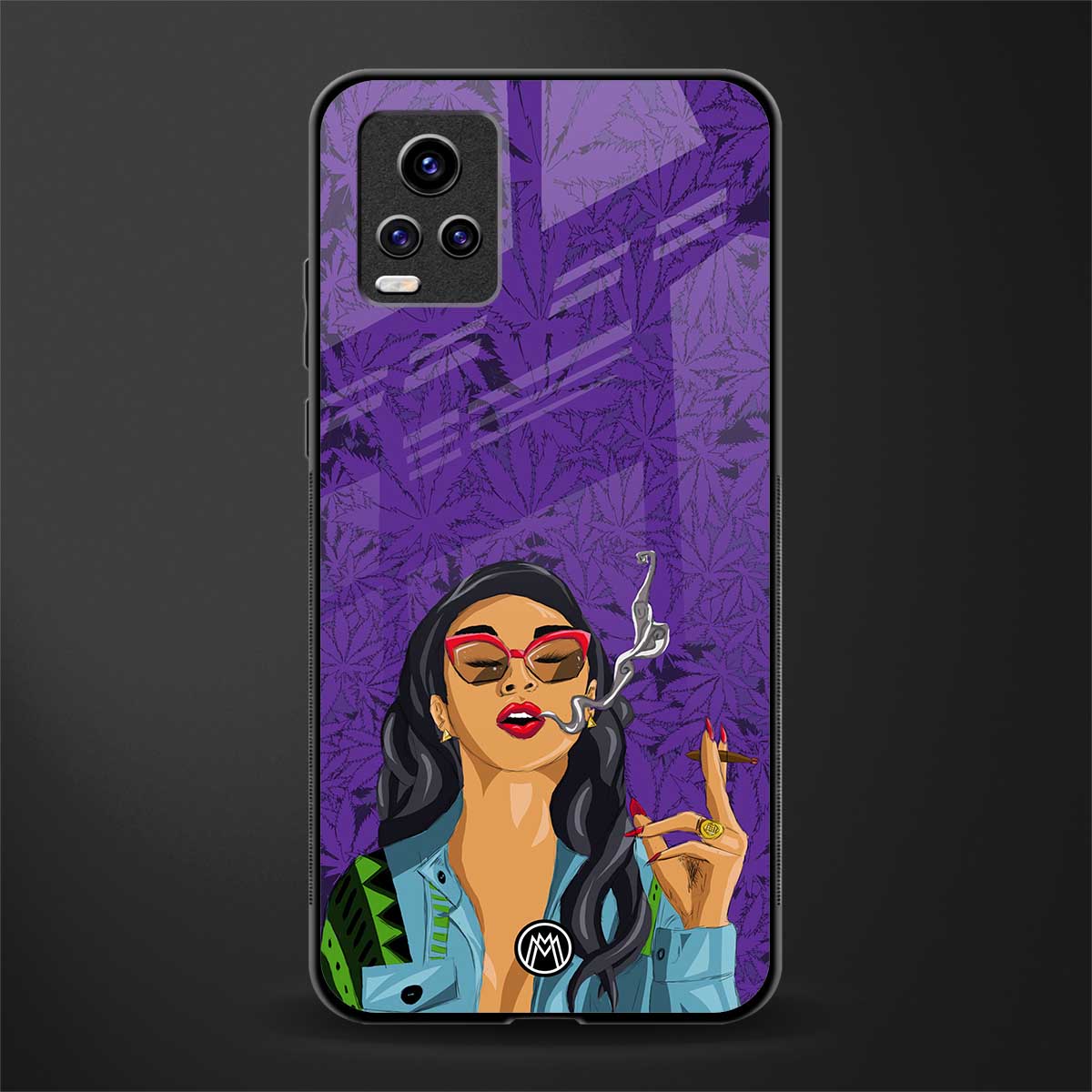 purple smoke back phone cover | glass case for vivo y73