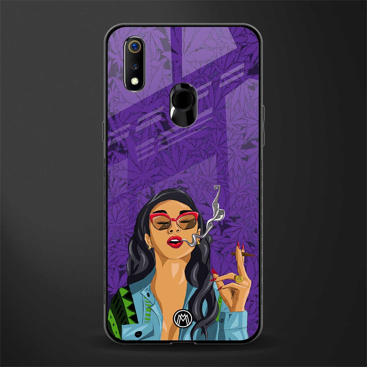 purple smoke glass case for realme 3 pro image