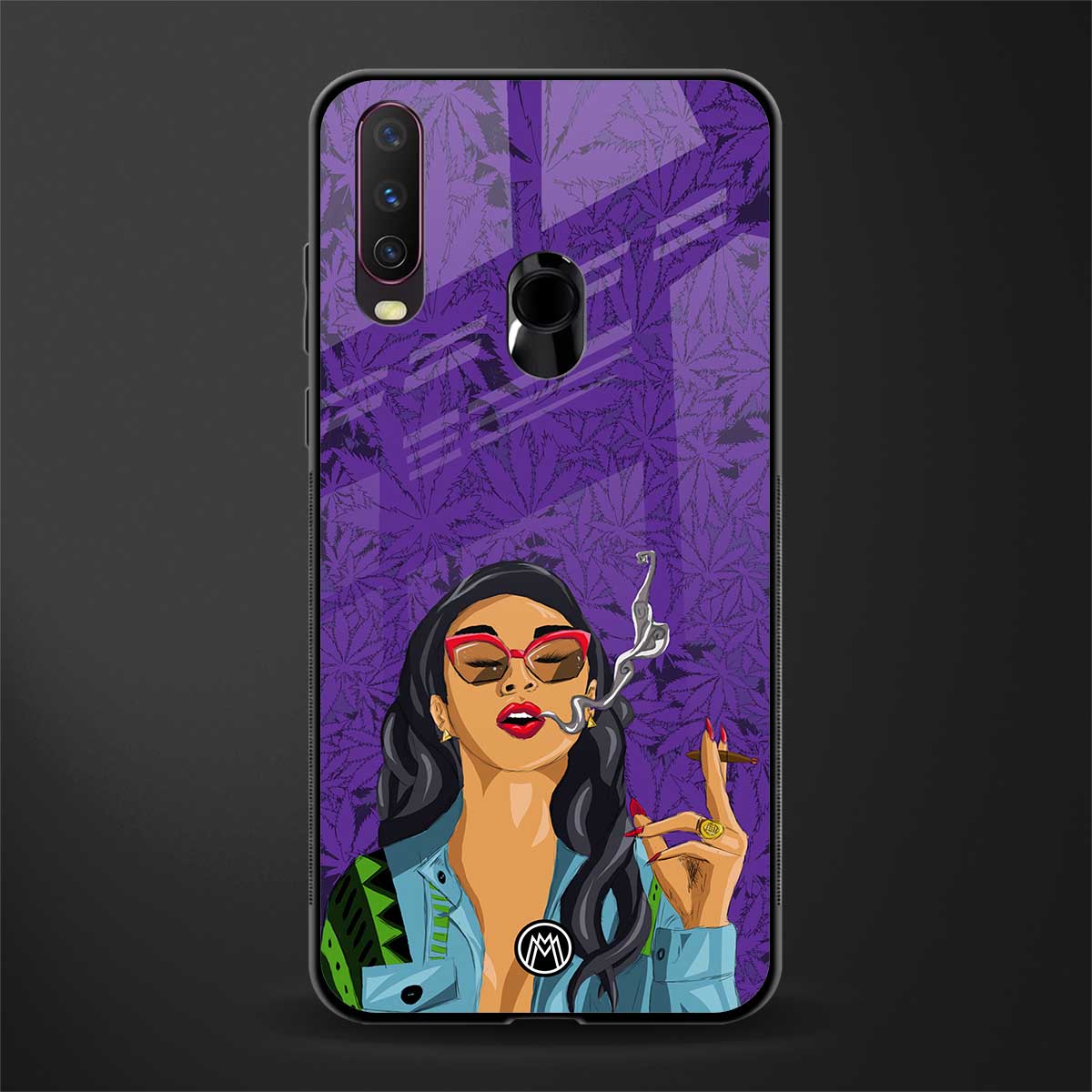 purple smoke glass case for vivo y17 image