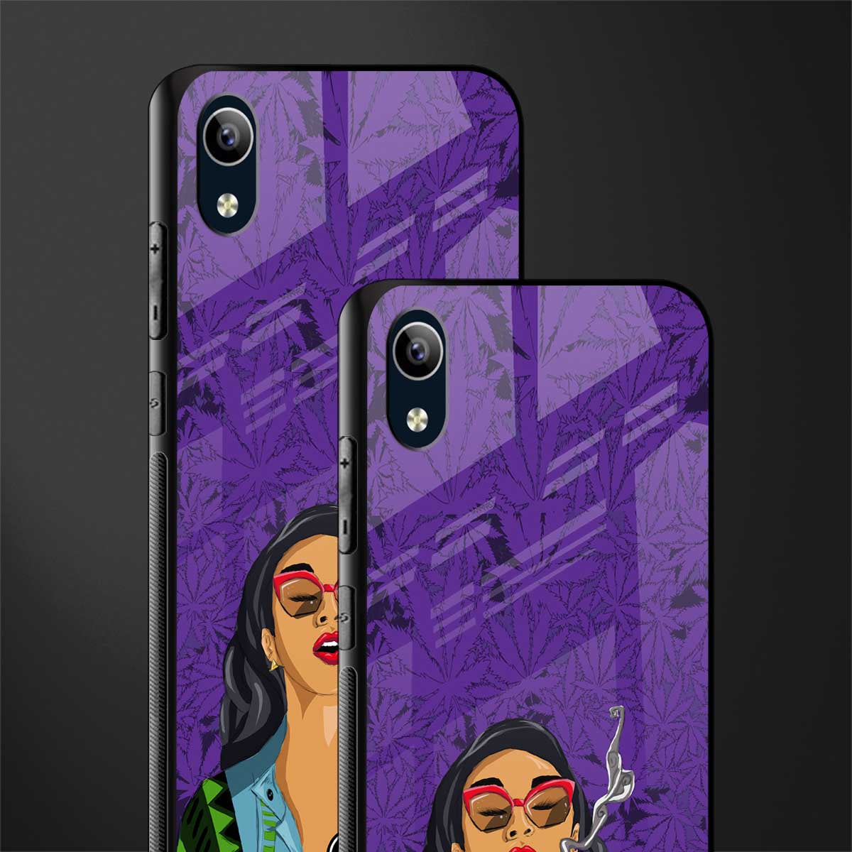 purple smoke glass case for vivo y1s without fingerprint image-2