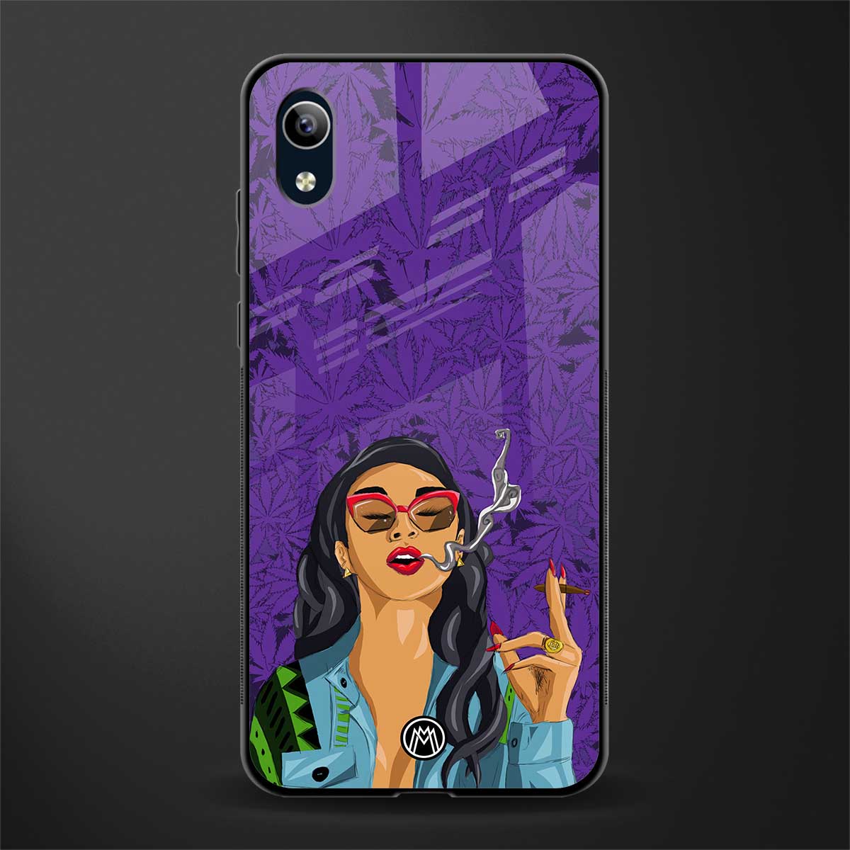 purple smoke glass case for vivo y1s without fingerprint image