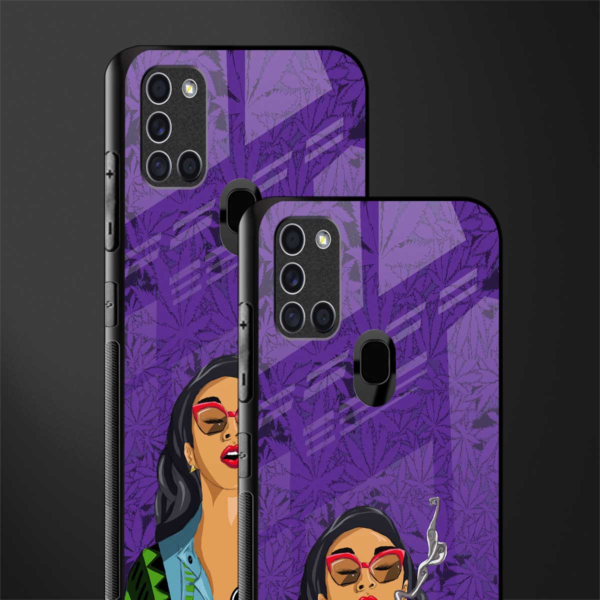 purple smoke glass case for samsung galaxy a21s image-2