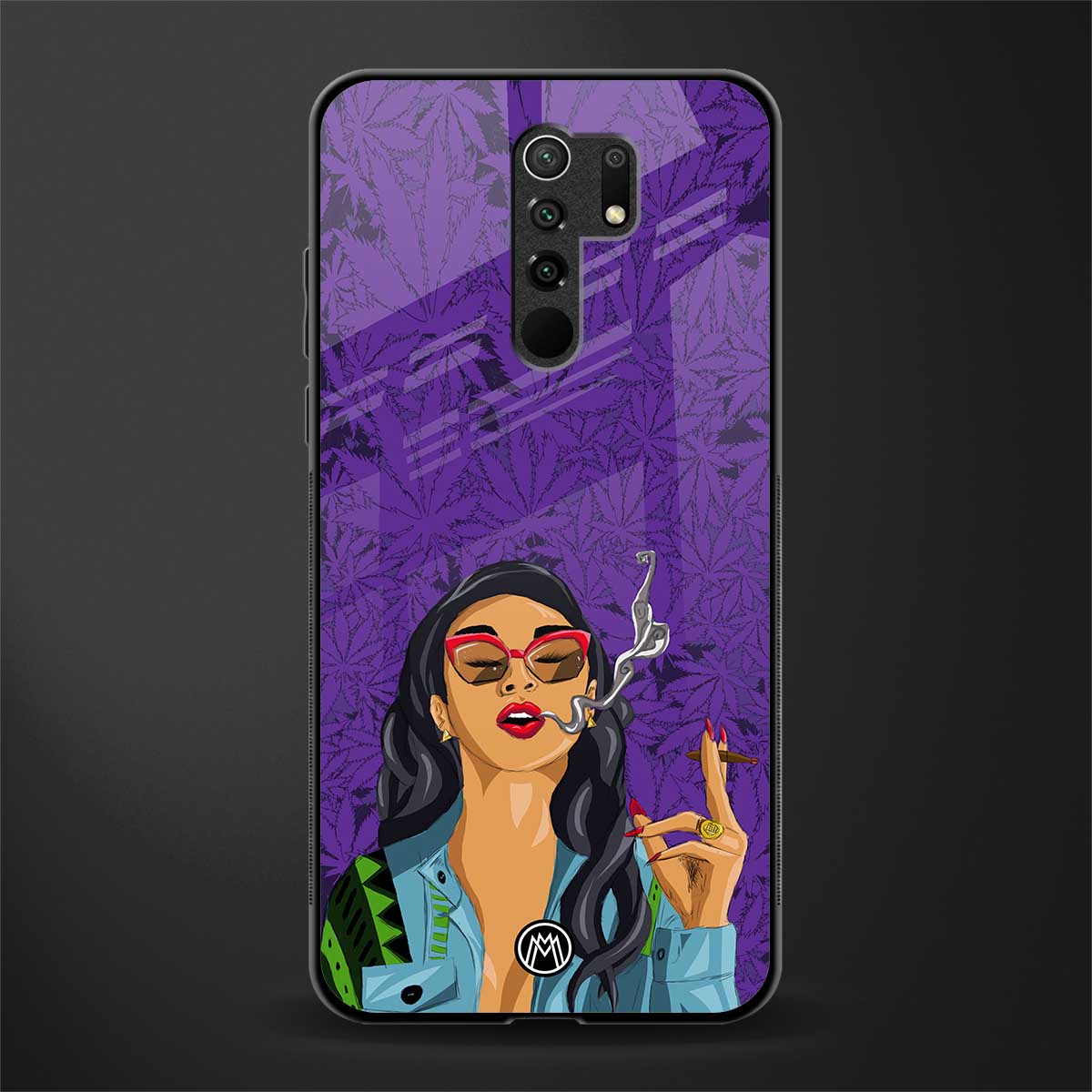 purple smoke glass case for redmi 9 prime image