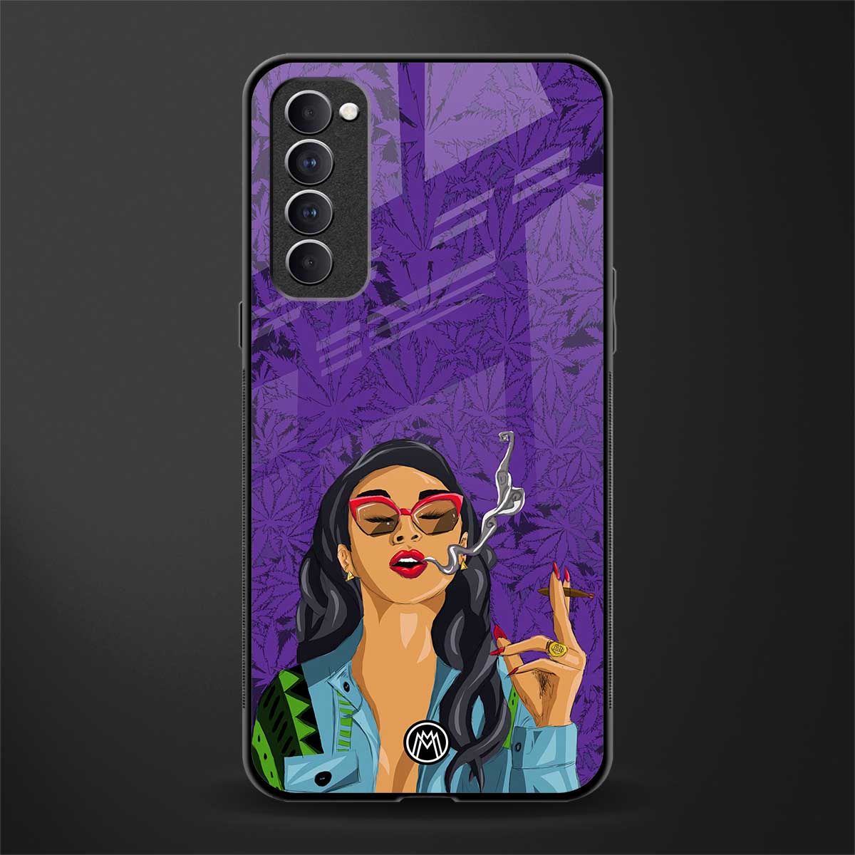 purple smoke glass case for oppo reno 4 pro image