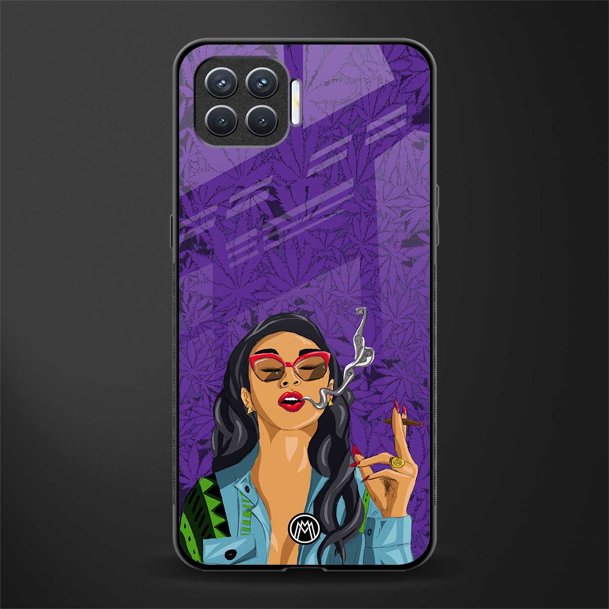 purple smoke glass case for oppo f17 image