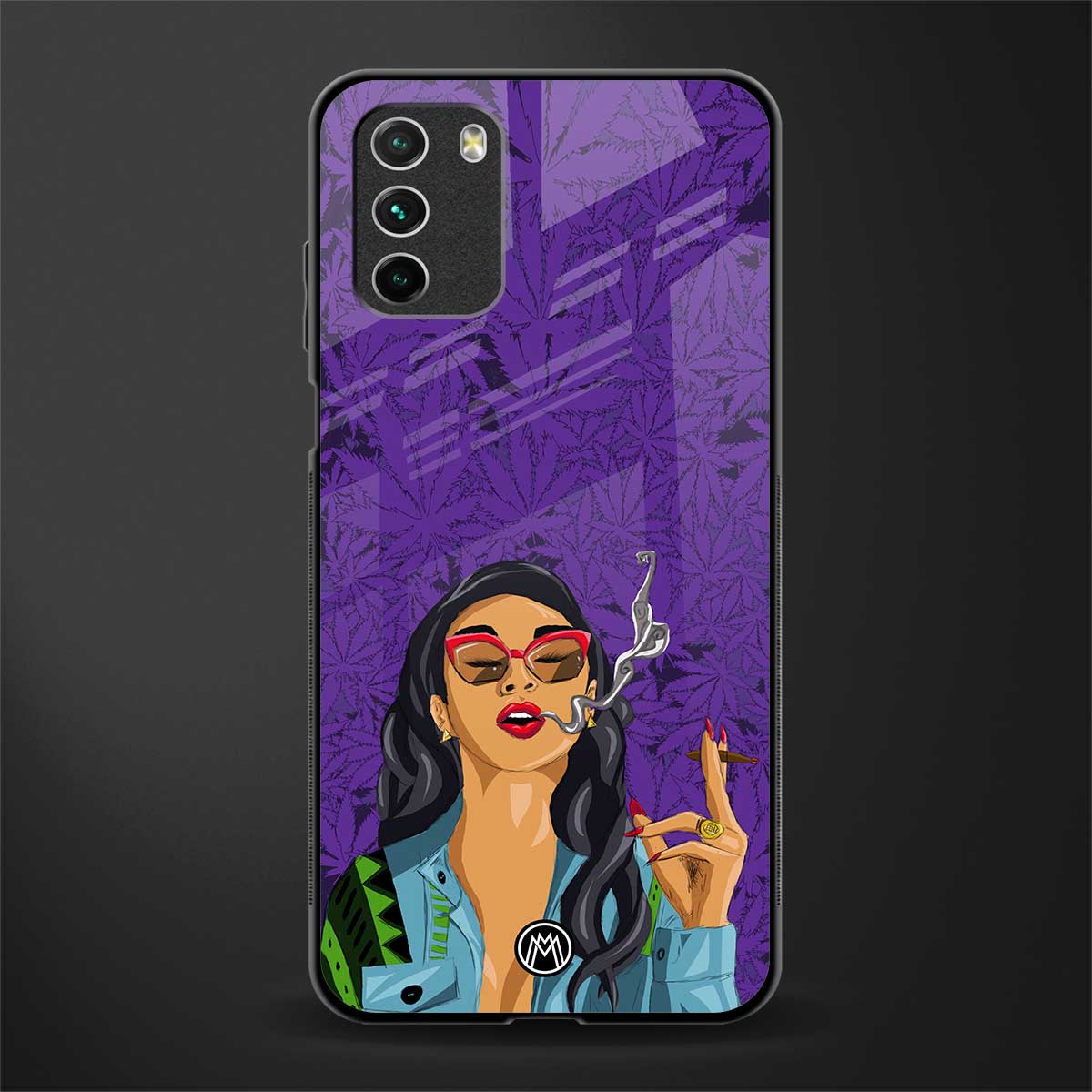 purple smoke glass case for poco m3 image