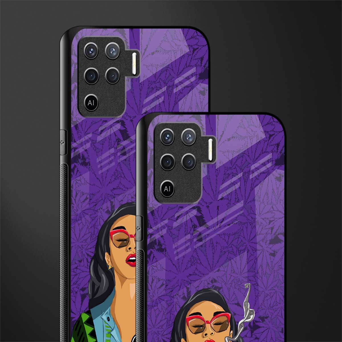 purple smoke glass case for oppo f19 pro image-2