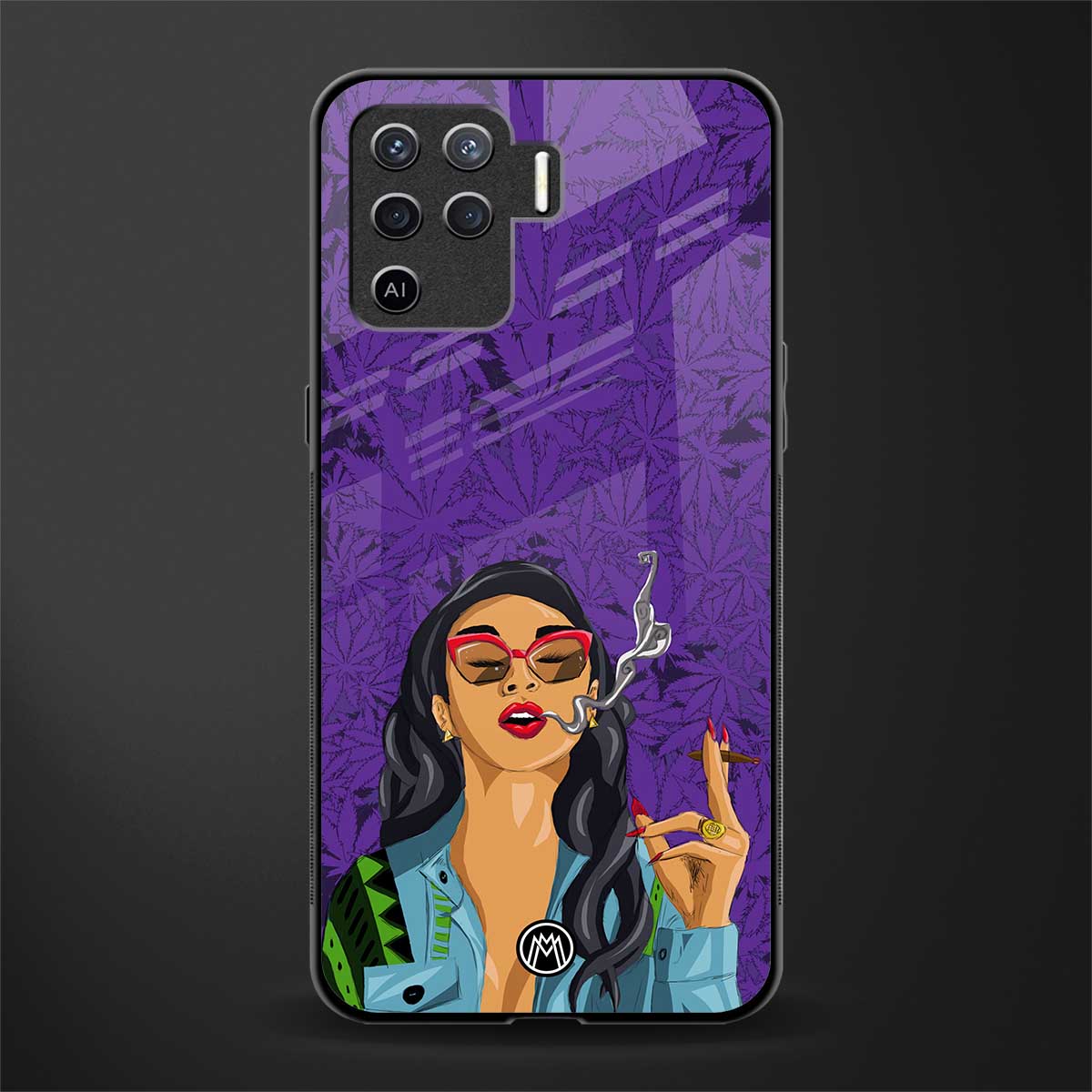 purple smoke glass case for oppo f19 pro image