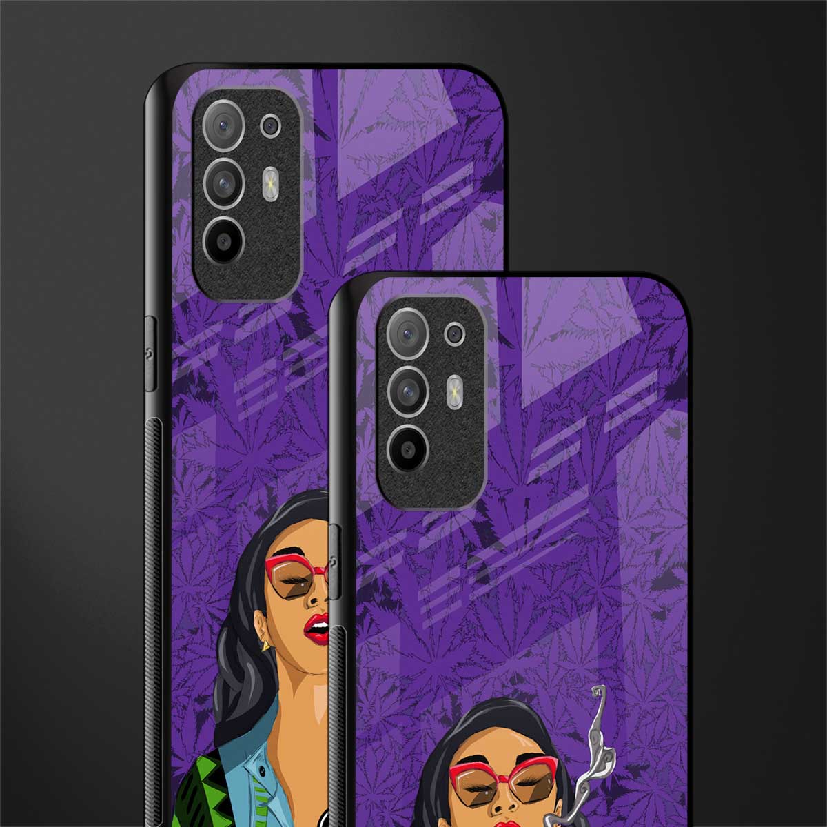 purple smoke glass case for oppo f19 pro plus image-2