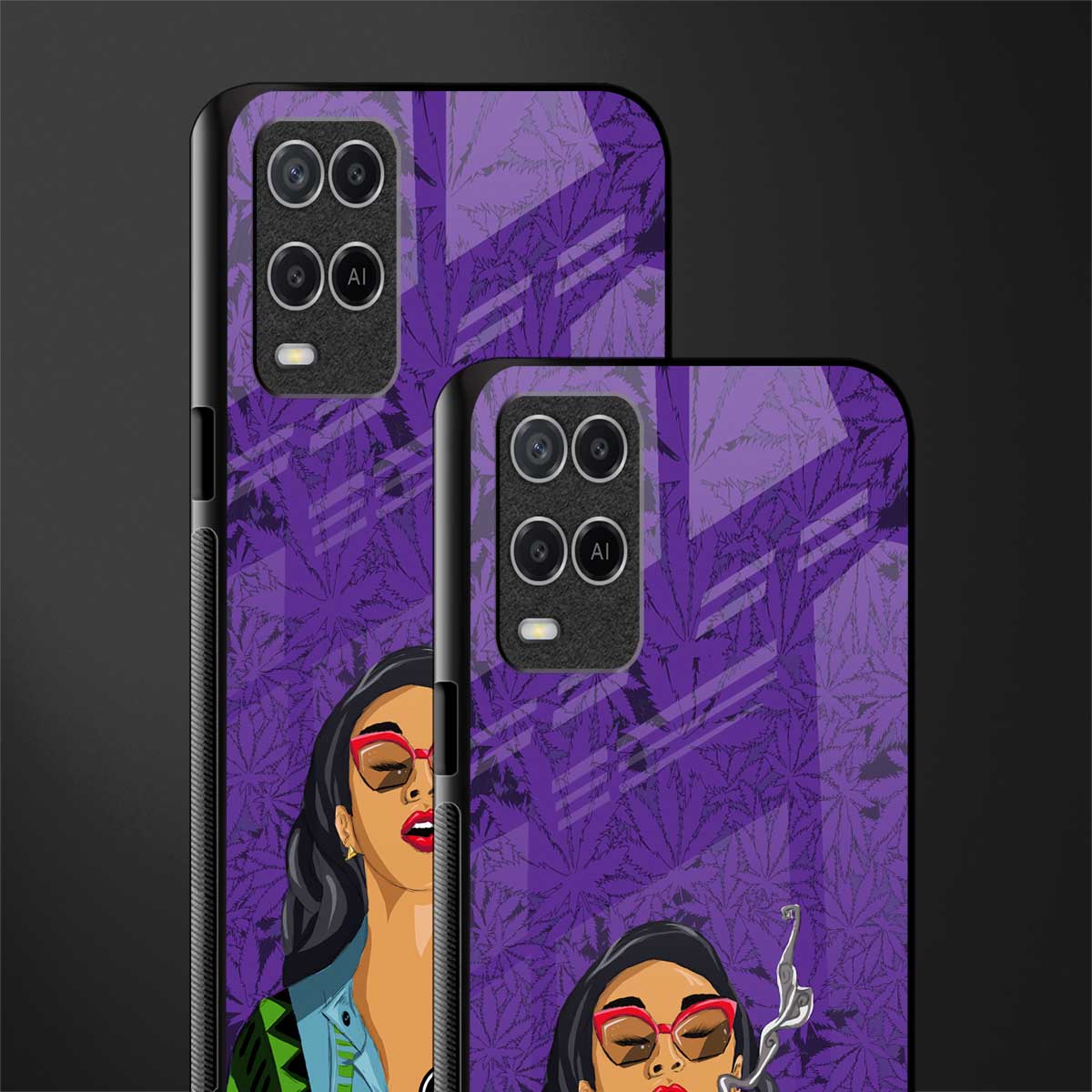 purple smoke glass case for oppo a54 image-2