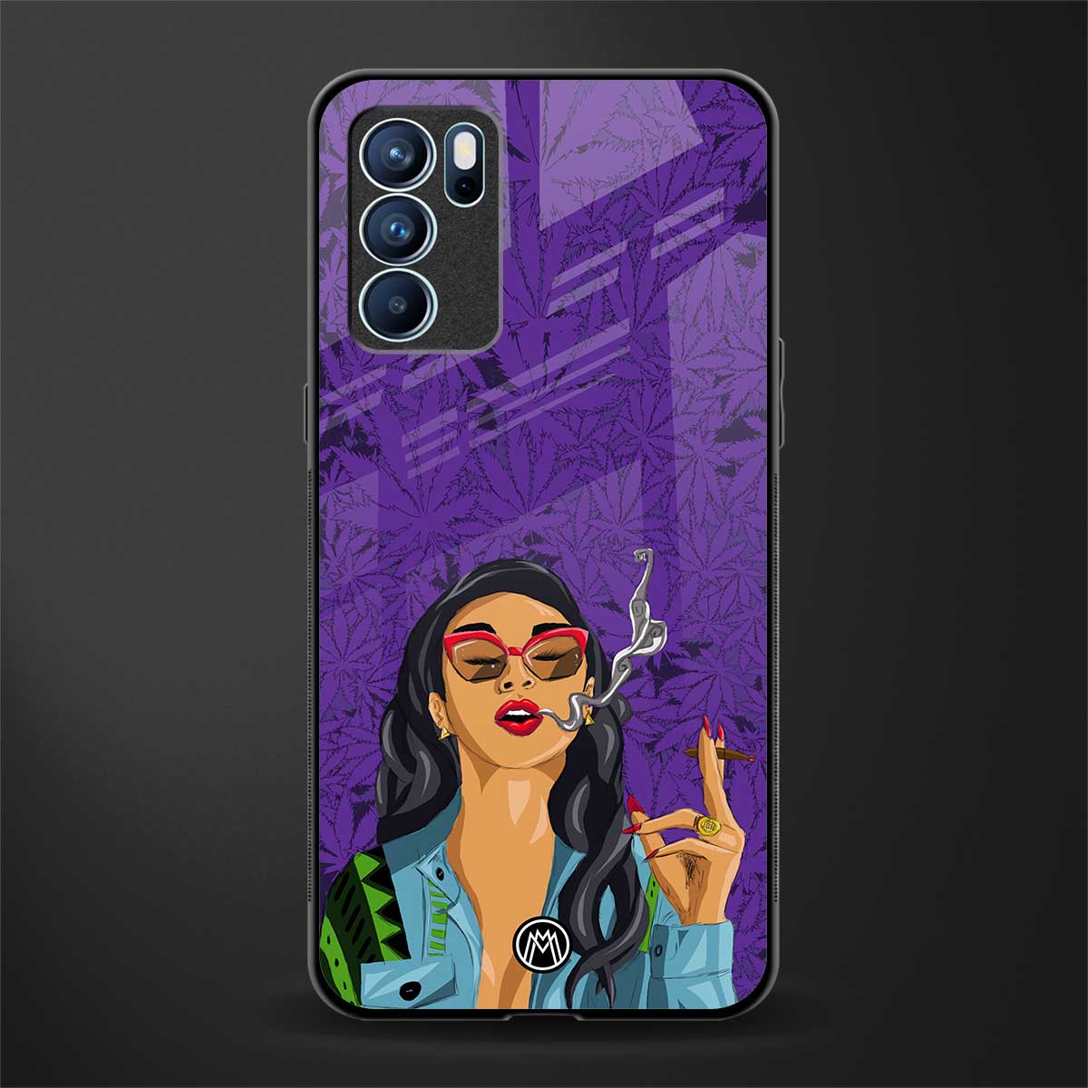 purple smoke glass case for oppo reno6 5g image