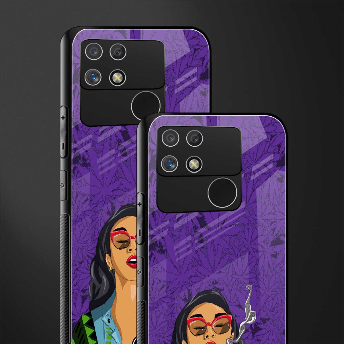 purple smoke back phone cover | glass case for realme narzo 50a