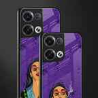 purple smoke back phone cover | glass case for oppo reno 8