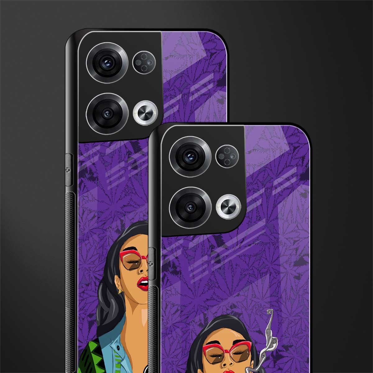purple smoke back phone cover | glass case for oppo reno 8