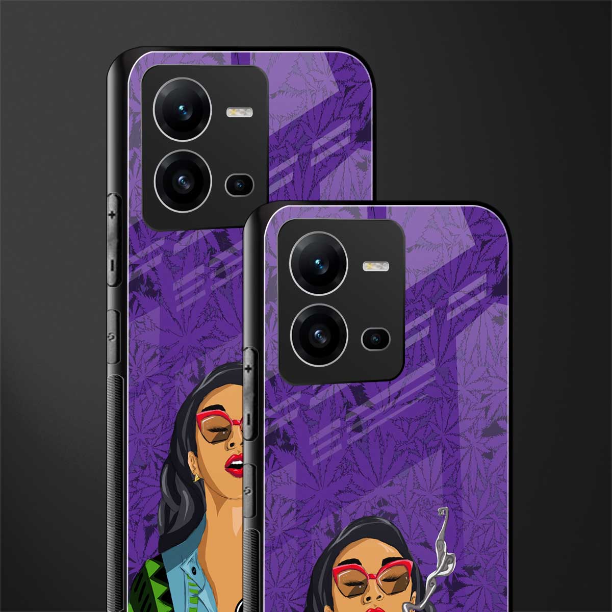 purple smoke back phone cover | glass case for vivo v25-5g