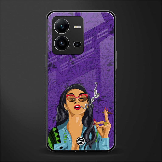 purple smoke back phone cover | glass case for vivo v25-5g