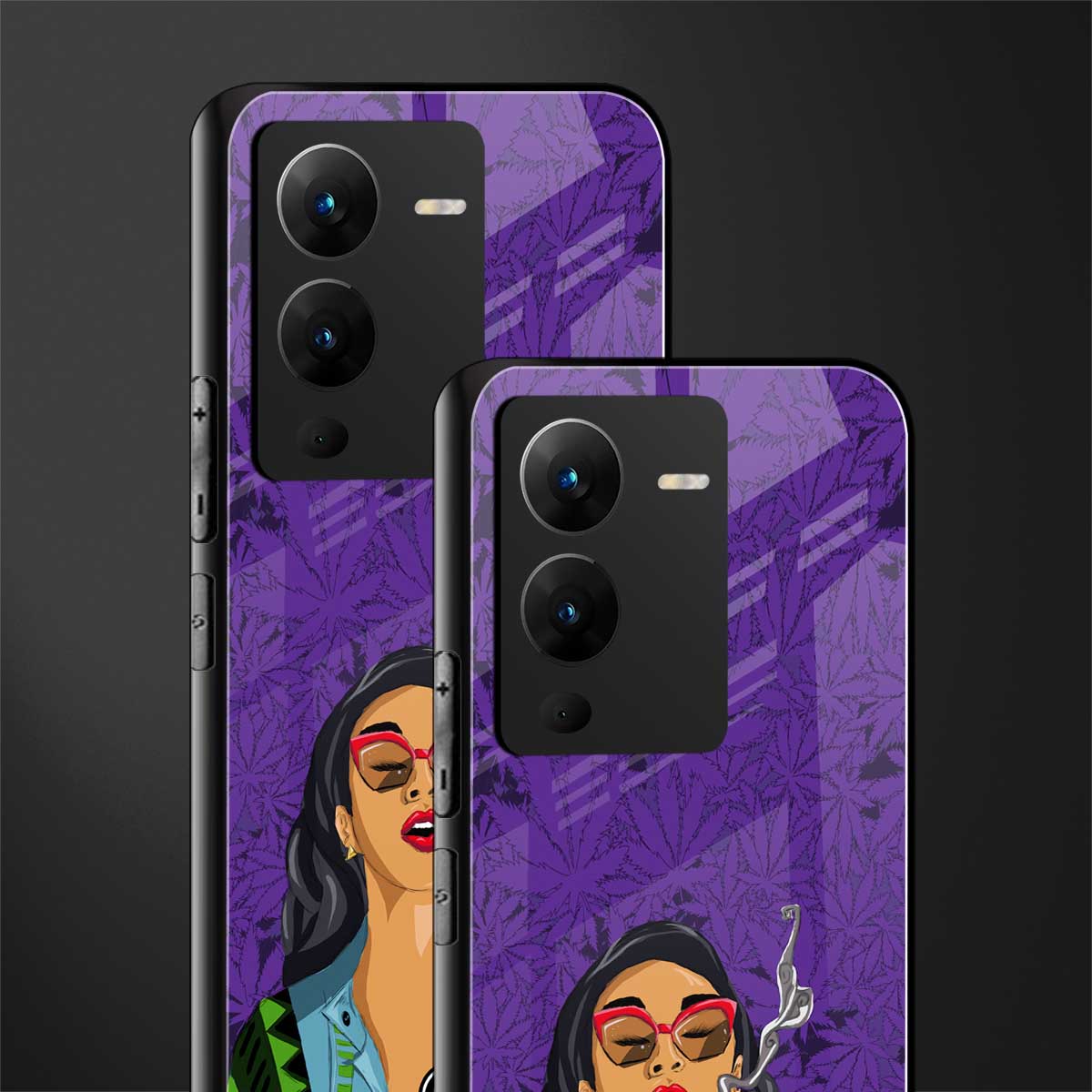 purple smoke back phone cover | glass case for vivo v25 pro 5g