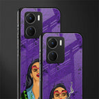 purple smoke back phone cover | glass case for vivo y16