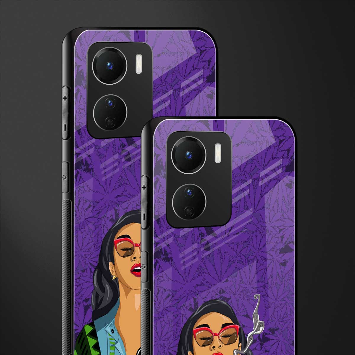 purple smoke back phone cover | glass case for vivo y16