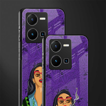 purple smoke back phone cover | glass case for vivo y35 4g