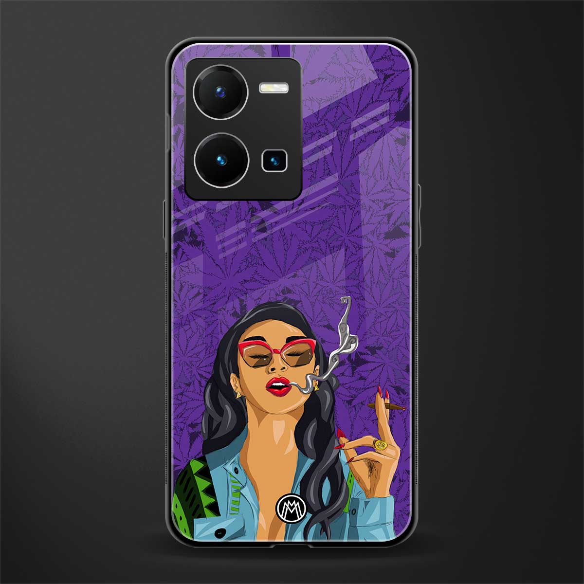 purple smoke back phone cover | glass case for vivo y35 4g