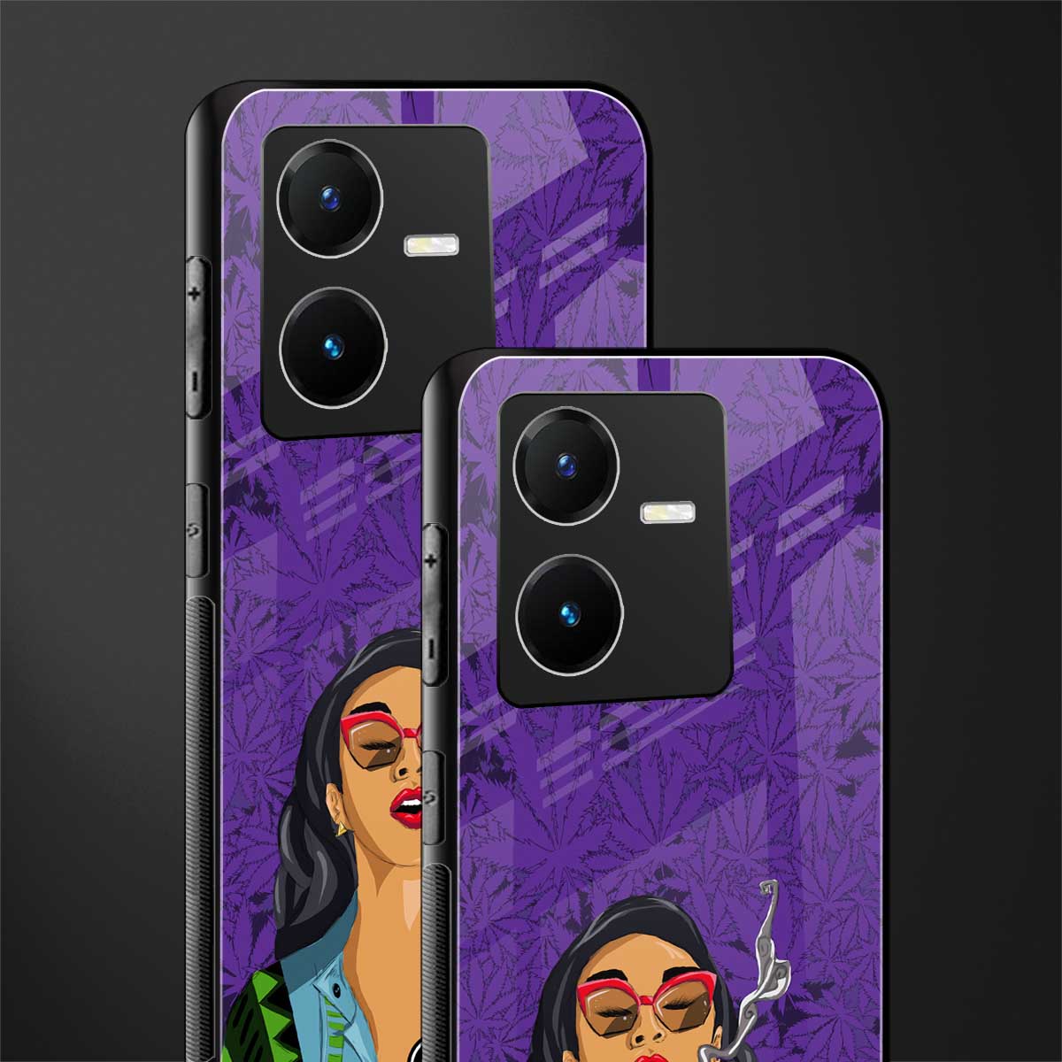 purple smoke back phone cover | glass case for vivo y22