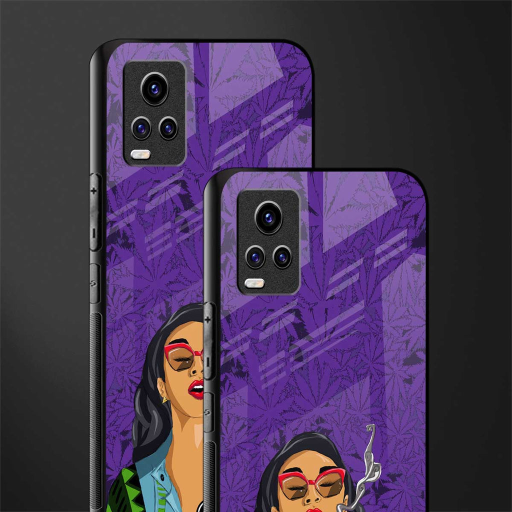 purple smoke back phone cover | glass case for vivo v21e 4g