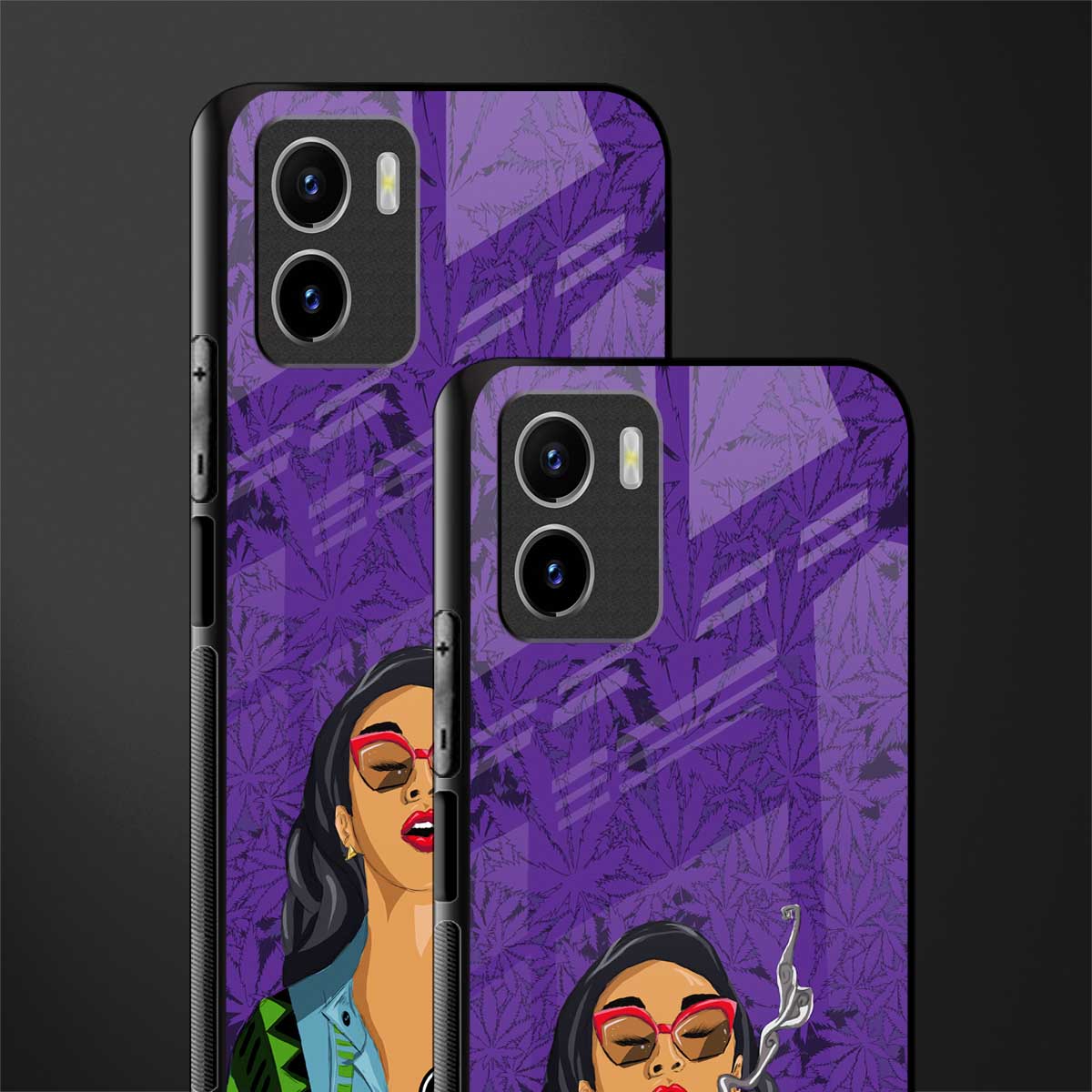 purple smoke back phone cover | glass case for vivo y72