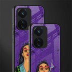 purple smoke back phone cover | glass case for vivo t1 44w 4g