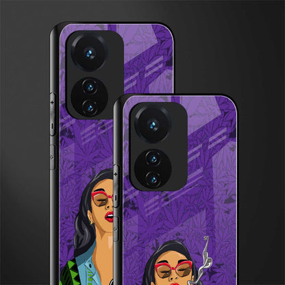 purple smoke back phone cover | glass case for vivo t1 44w 4g